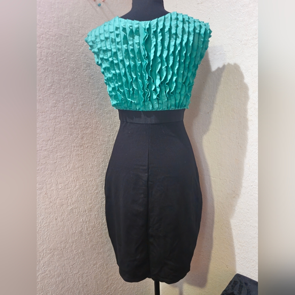 Sophia Max Black and Teal Ruffle Mini Dress image 7